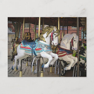 Carte Postale Carrousel coloré Chevaux Photo Art