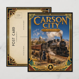 Carte Postale Carson City Nevada Art Déco Vintage Âge d'Or