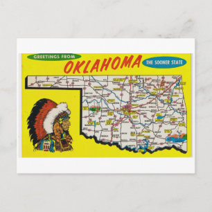 Carte postale Carte de l'État de l'Oklahoma