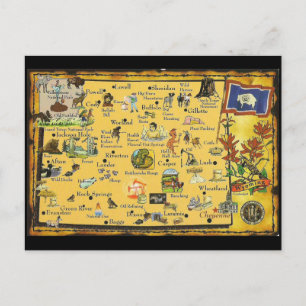 Carte postale Carte de l'État du Wyoming