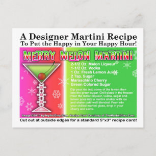 Carte postale Carte de recette Joyeux Martini de N