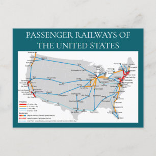 Carte postale Carte ferroviaire des États-Unis