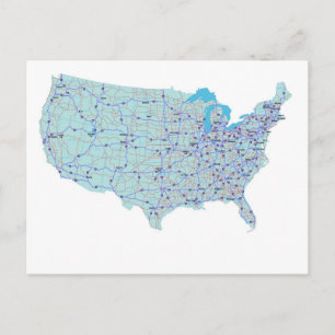 Carte postale Carte Interstate États-Unis