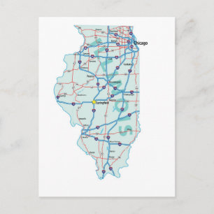 Carte postale Carte Interstate Illinois