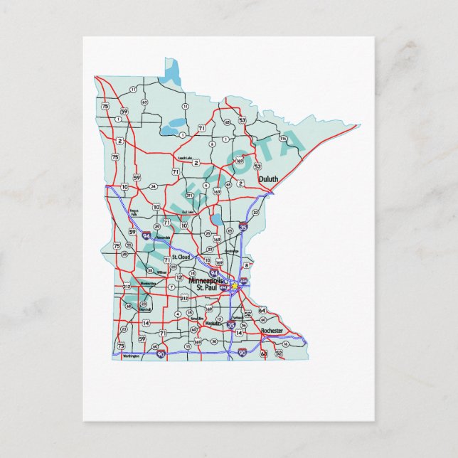 Carte postale Carte Interstate Minnesota (Devant)