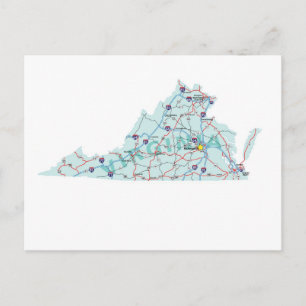 Carte postale Carte Interstate Virginia