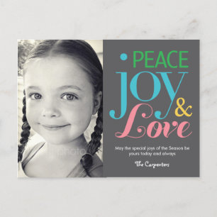 Carte postale Carte photo de vacances Peace Joy & 