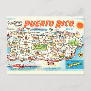 Carte postale Carte Porto Rico illustrée