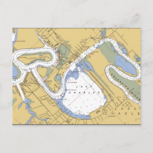 Carte postale Carte portuaire du lac Charles, Loui