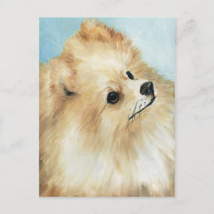 Carte Postale "Carte postale Poméranie Head Study Dog Art