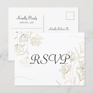 Carte postale Carte postale RSVP Gold Flower