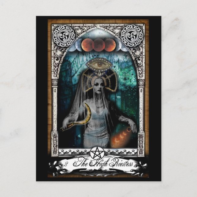 Carte postale Carte Tarot Haute Prêtesse (Devant)
