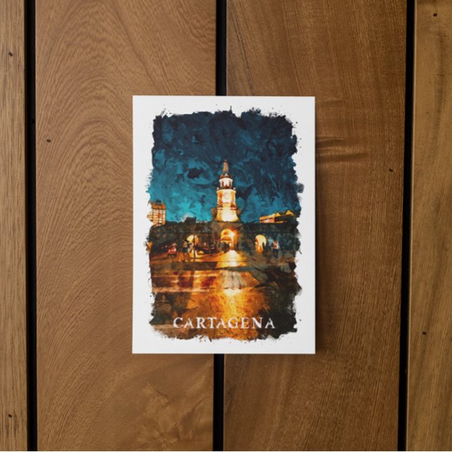 Carte Postale Carthagène par nuit Colombie City View (cartagena colombia travel postcard)