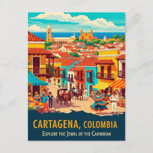 Carte Postale Carthagène vintage Colombie Voyage