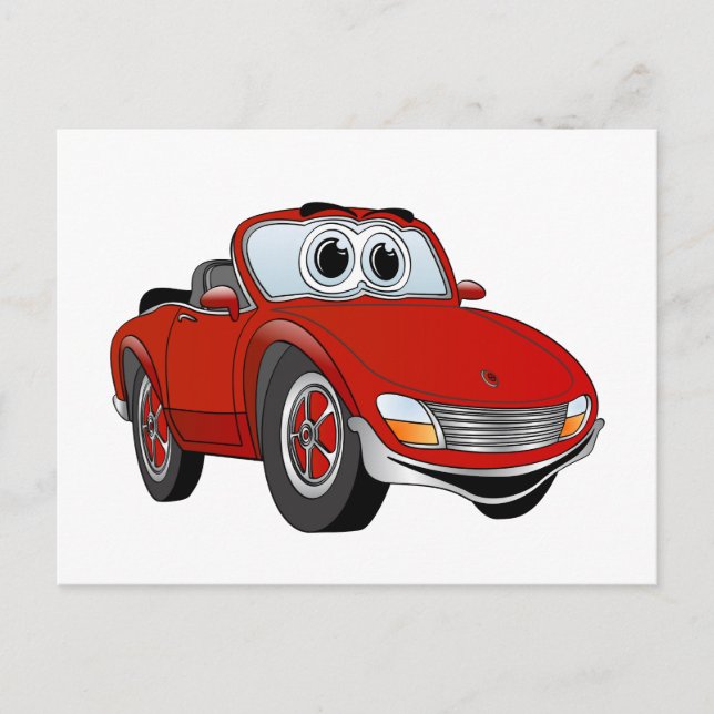 Carte Postale Carton convertible voiture sport rouge (Devant)