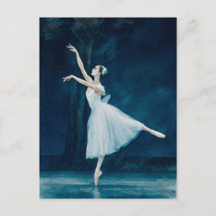 Carte Postale Carton d'aquarelle de ballerine de ballet Giselle