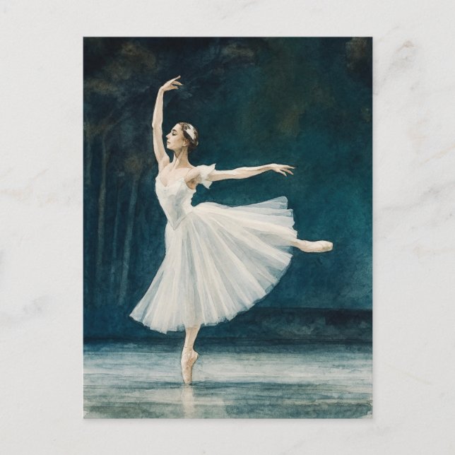 Carte Postale Carton d'aquarelle de danseuse de ballet (Devant)