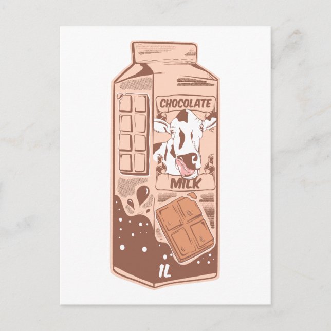 Carte Postale Carton de lait aromatisé au chocolat (Devant)