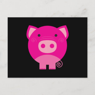 Carte Postale Carton de porc rond mignon