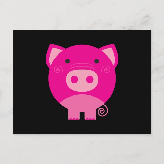 Carte Postale Carton de porc rond mignon (Devant)