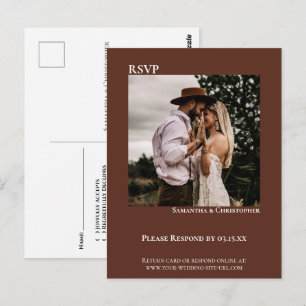 Carte Postale Carton de réponse mariage marron châtaigne photo m