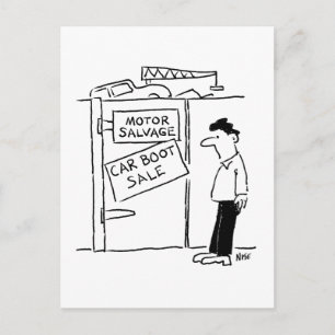 Carte Postale Carton de vente de la voiture de la casse voiture 