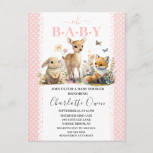 Carte Postale Carton d'invitation à la Baby Shower Oh Bébé Anima