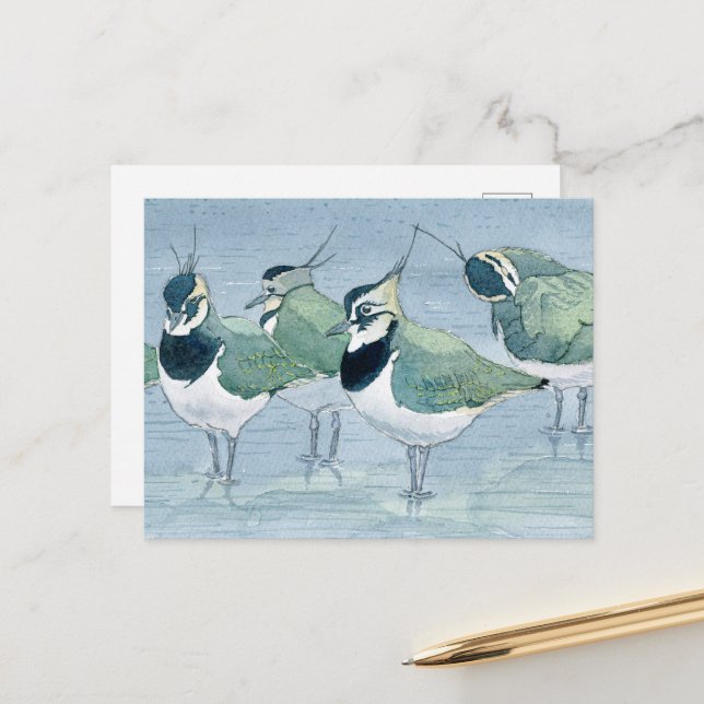 Carte Postale Carton d'invitation à l'aquarelle faune amoureux d (Devant/Arrière en situation)