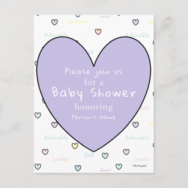 Carte Postale Carton d'invitation à une Baby Shower HAMbyWG (Devant)