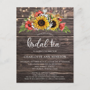 Carte Postale Carton d'invitation au thé de mariage aux tourneso