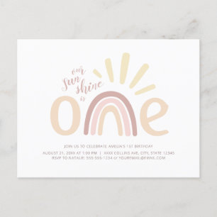 Carte Postale Carton d'invitation Boho Arc-en-ciel et Soleil pou