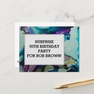 Carte Postale Carton d'invitation d'anniversaire à l'aquarelle c