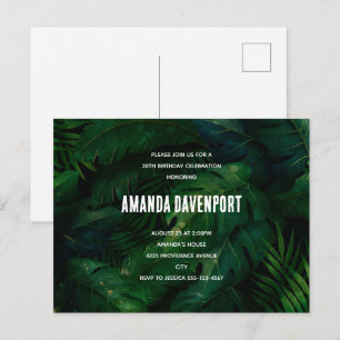 Carte Postale Carton d'invitation d'anniversaire aux feuilles tr
