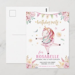 Carte Postale Carton d'invitation d'anniversaire de ballerine li