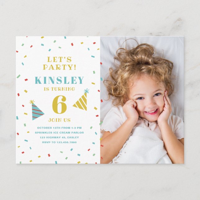 Carte Postale Carton d'invitation d'anniversaire pour enfants av (Devant)