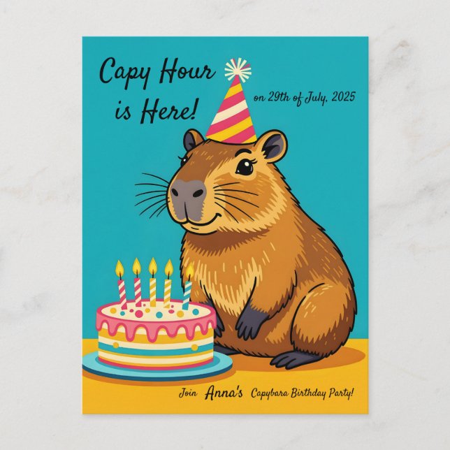 Carte Postale Carton d'invitation d'anniversaire sur le thème du (Devant)