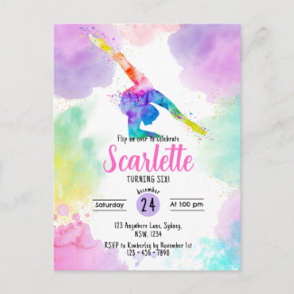 Carte Postale Carton d'invitation de gymnastique à l'aquarelle