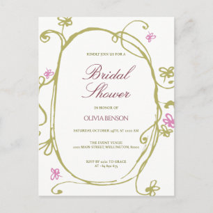 Carte Postale Carton d'invitation de mariage botanique à l'olive