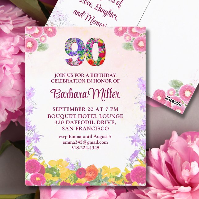 Carte Postale Carton d'invitation élégant avec motif floral pour (Créateur téléchargé)