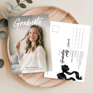 Carte Postale Carton d'invitation élégant avec un nœud noir pour
