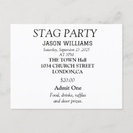 Carte Postale Carton d'invitation élégant noir et blanc pour ent