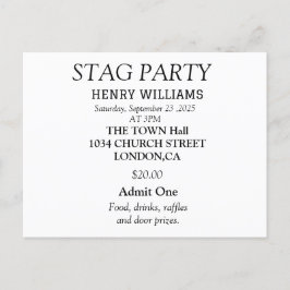 Carte Postale Carton d'invitation élégant noir et blanc pour ent