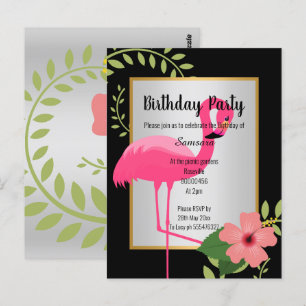 CARTE POSTALE CARTON D'INVITATION FLAMINGO BRILLANT HIBISCUS ARG