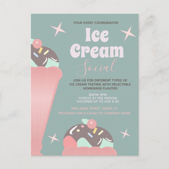 Carte Postale Carton d'invitation Flyer pour une Soirée de Crème (Devant)