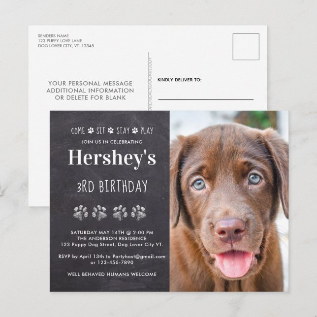 Carte Postale Carton d'invitation personnalisé pour l'anniversai (Devant / Derrière)