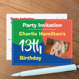 Carte Postale Carton d'invitation pour 13e anniversaire avec pho