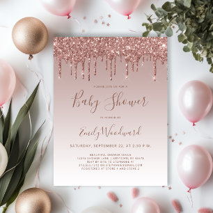 Carte Postale Carton d'invitation pour Baby Shower Fille Paillet