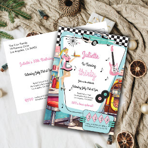 Carte Postale Carton d'invitation pour une soirée à thème diner