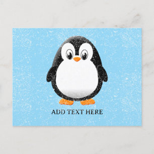 Carte Postale Carton en pingouin mignon hiver personnalisé