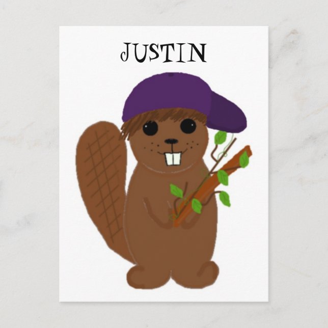 Carte Postale Carton Justin Beaver (Devant)